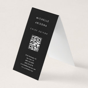 Carte De Visite Code QR scannable professionnel noir minimaliste