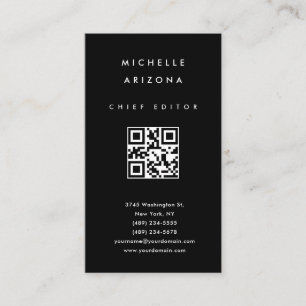 Carte De Visite Code QR scannable professionnel noir minimaliste