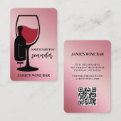 Carte De Visite Code QR scannable rose du bar à vin (Devant / Derrière)