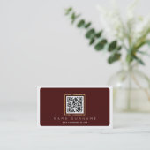Carte De Visite Code qr scannable scannable à marron sophistiqué (Debout devant)