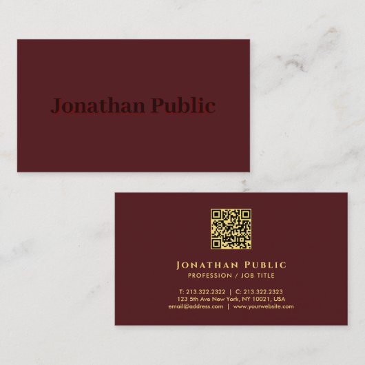 Carte De Visite Code QR scannable simple Faux Gold (Devant / Derrière)