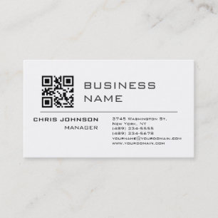 Carte De Visite Code QR scannable sur Front moderne Plaque simple