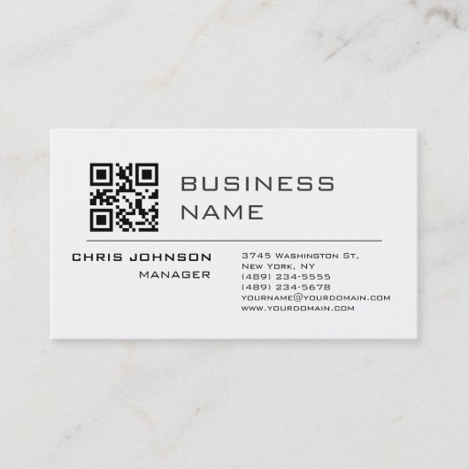 Carte De Visite Code QR scannable sur Front moderne Plaque simple (Devant)
