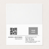 Carte De Visite Code QR scannable sur le devant moderne simple uni (Extérieur déplié)