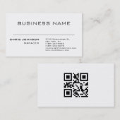 Carte De Visite Code QR scannable sur le dos Moderne Plaque simple (Devant / Derrière)
