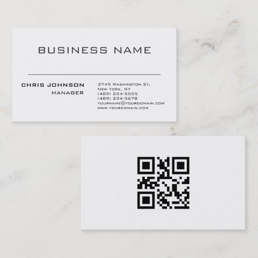 Carte De Visite Code QR scannable sur le dos Moderne Plaque simple (Devant / Derrière)