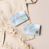 Carte De Visite Code QR Script Moderne Coiffeur Holographique