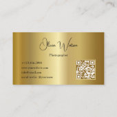 Carte De Visite Code QR Script Moderne Photographe Or (Dos)