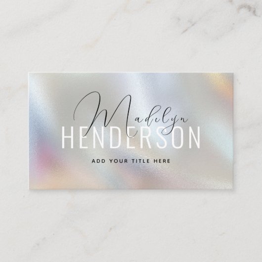 Carte De Visite Code QR Script moderne scannable verre perle (Devant)