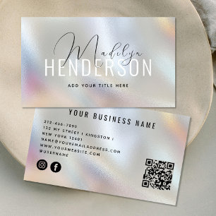 Carte De Visite Code QR Script moderne scannable verre perle