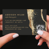 Carte De Visite Code QR Script Pailleté Noir Et Or Époustouflant