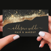 Carte De Visite Code QR Script Pailleté Noir Et Or Époustouflant