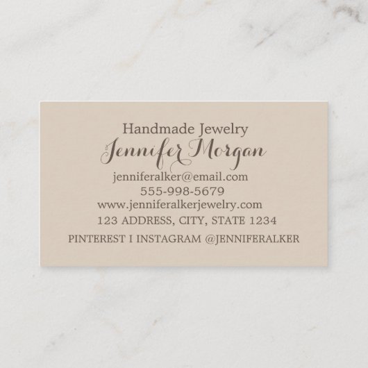Carte De Visite Code QR Script Pampas Sand Boho Bijoux artisanal (Dos)