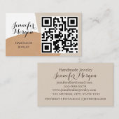Carte De Visite Code QR Script Pampas Sand Boho Bijoux artisanal (Devant / Derrière)