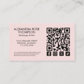 Carte De Visite Code QR Script Rose Pâle Icône Sociale Maquillage (Dos)