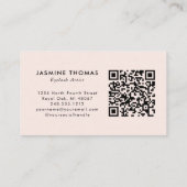 Carte De Visite Code QR Script Rose Pâle Photo Artiste Cils (Dos)