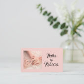 Carte De Visite Code QR Script Rose Pâle Technicien en Ongles Phot (Debout devant)