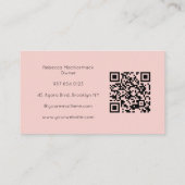 Carte De Visite Code QR Script Rose Pâle Technicien en Ongles Phot (Dos)