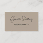 Carte De Visite Code QR Script Taupe Neutre Photographe (Devant)