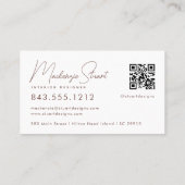 Carte De Visite Code QR Script Terracotta Moderne Élégant (Dos)