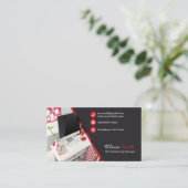 Carte De Visite Code QR SEO Élégant Rouge et Noir pour Bureau Fémi (Debout devant)