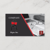 Carte De Visite Code QR SEO Élégant Rouge et Noir pour Bureau Fémi (Dos)