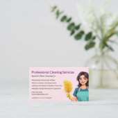 Carte De Visite Code QR Service de nettoyage Maison Rose (Debout devant)
