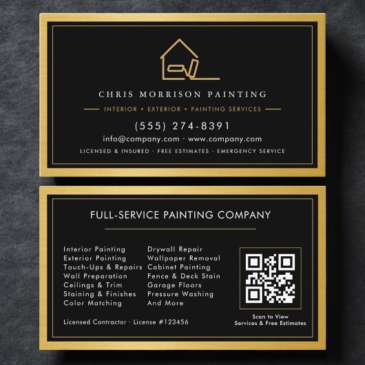 Carte De Visite Code QR Service de Peinture à Domicile