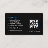Carte De Visite Code QR Services de Laveur Haute Pression Noir (Dos)