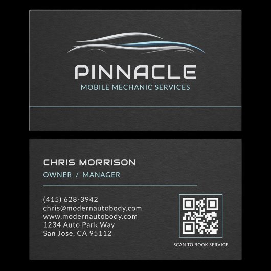 Carte De Visite Code QR Services de Mécanicien Mobile Professionne