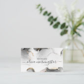 Carte De Visite Code QR Signature Black Gold Marbled Aquarelle (Debout devant)