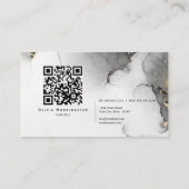 Carte De Visite Code QR Signature Black Gold Marbled Aquarelle (Dos)
