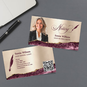 Carte De Visite Code QR signé par Prêt Notaire Burgundy d'or moder