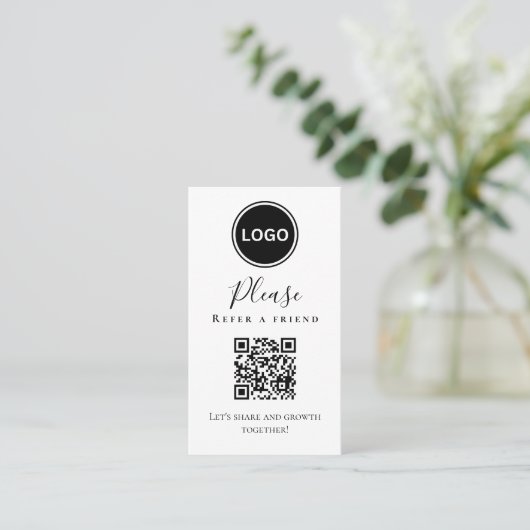 Carte De Visite Code QR S'il vous plaît référer un ami (Debout devant)