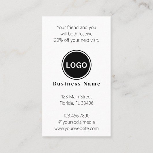 Carte De Visite Code QR S'il vous plaît référer un ami (Dos)