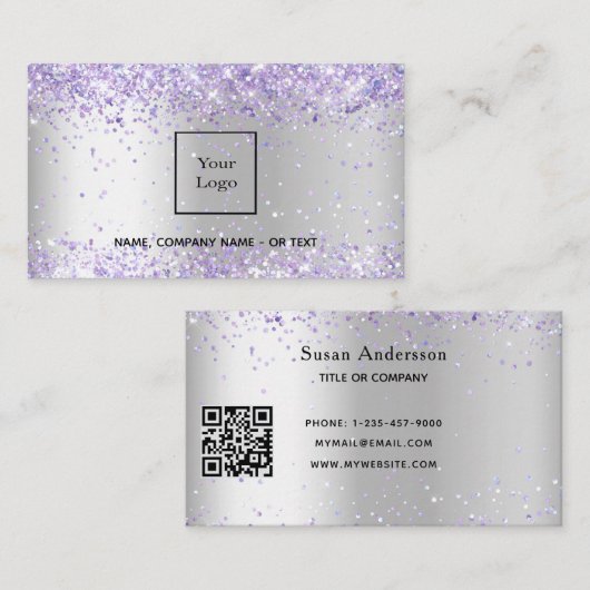 Carte De Visite Code QR Silver Lavender (Devant / Derrière)