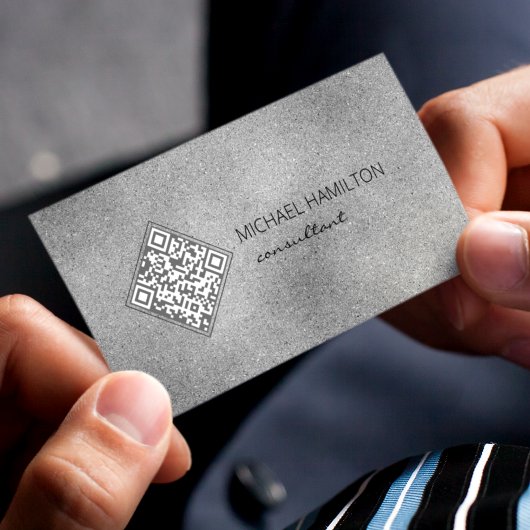 Carte De Visite Code QR Silver Shimmer
