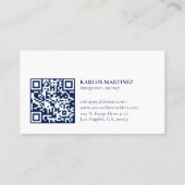 Carte De Visite Code QR simple avocat en immigration bleu et blanc (Dos)