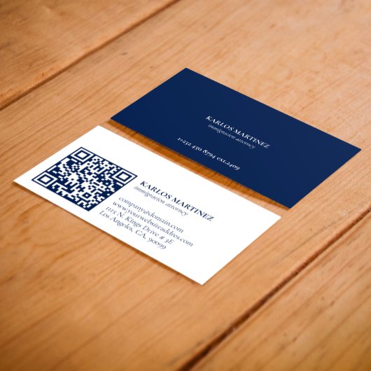 Carte De Visite Code QR simple avocat en immigration bleu et blanc