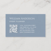 Carte De Visite Code QR simple bleu poussiéreux et calligraphie (Dos)