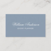 Carte De Visite Code QR simple bleu poussiéreux et calligraphie (Devant)