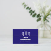 Carte De Visite Code QR Simple Bleu Royal Agent Immobilier (Debout devant)