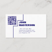 Carte De Visite Code QR Simple Bleu Royal Agent Immobilier (Dos)