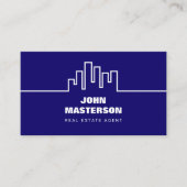 Carte De Visite Code QR Simple Bleu Royal Agent Immobilier (Devant)