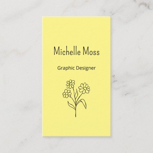 Carte De Visite Code QR Simple Daisy Boho Yellow Graphic Designer (Devant)