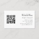 Carte De Visite Code QR Simple Daisy Graphic Designer noir blanc (Dos)