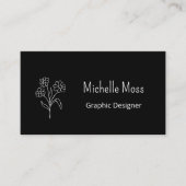 Carte De Visite Code QR Simple Daisy Graphic Designer noir blanc (Devant)