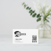 Carte De Visite Code QR simple de coiffeur de salon de coiffure no (Debout devant)