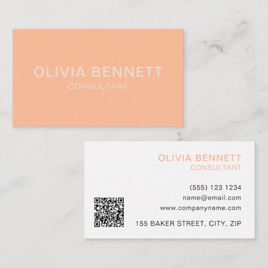 Carte De Visite Code QR simple de pêche (Devant / Derrière)