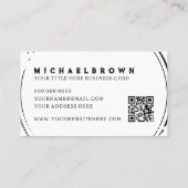 Carte De Visite Code QR simple de poulet blanc noir (Dos)